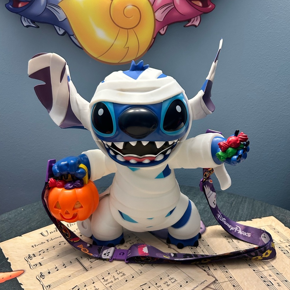 Disney Stitch Mummy Popcorn Bucket with Pumpkin and Candy
